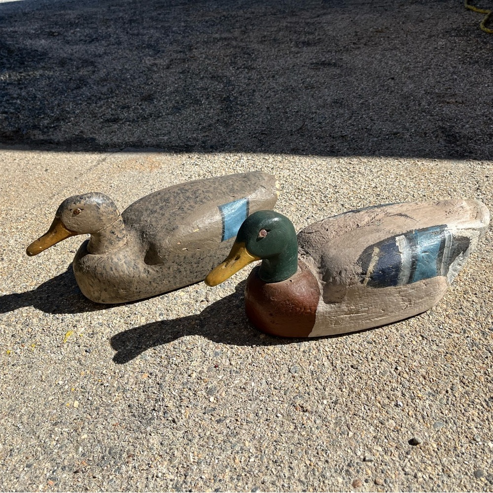 Vintage handcrafted wooden ducks